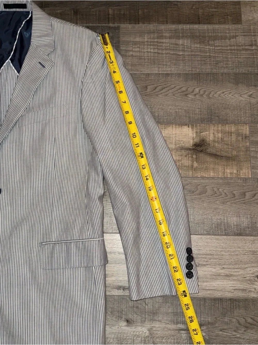 Paul Betenly Men's Navy & White Striped Blazer 40R Lanifico